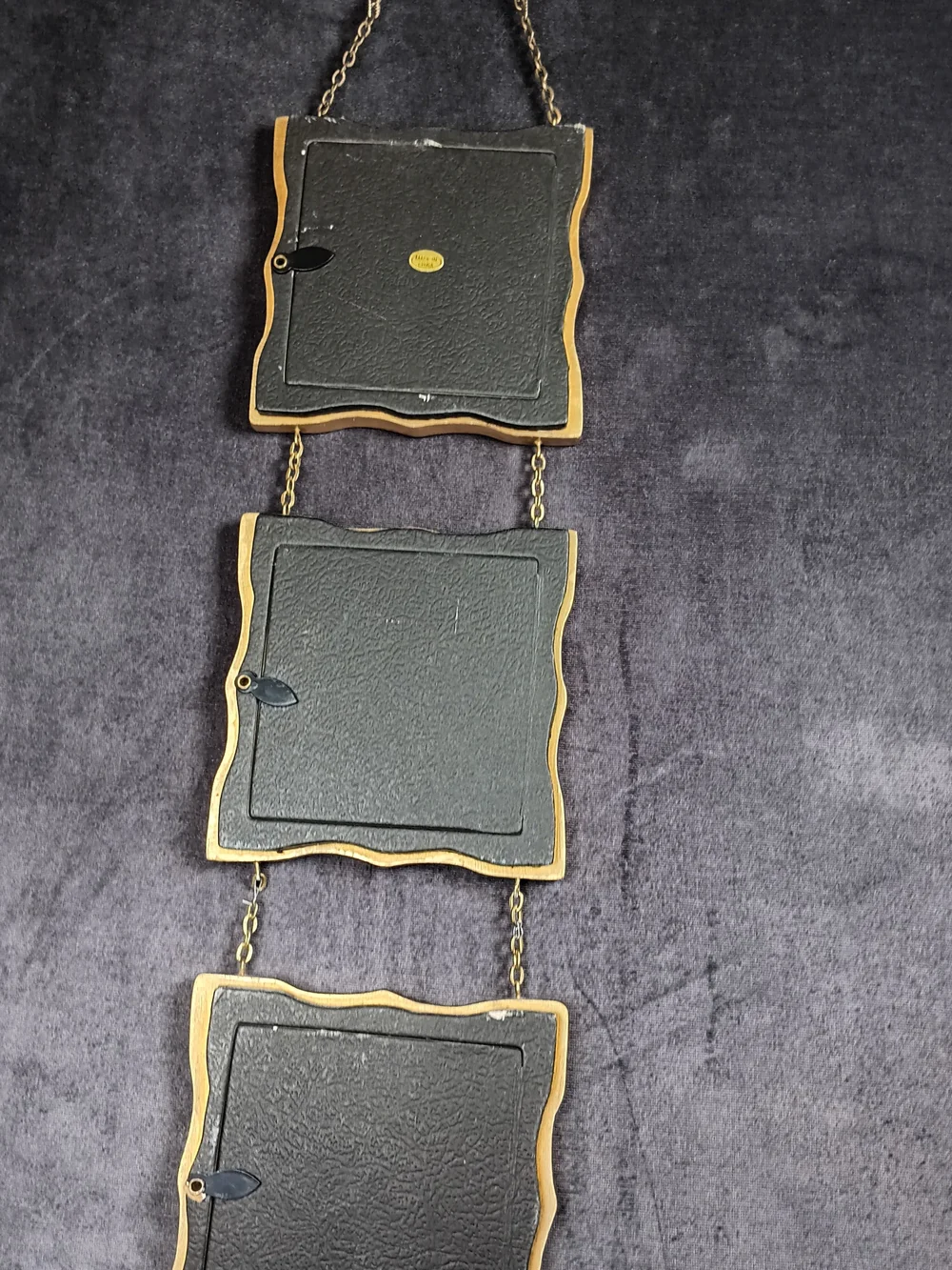Triple Hanging Picture Frame in Antique Gold Finish